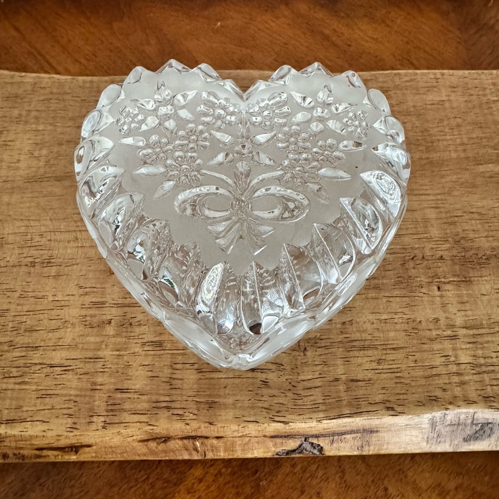 Crystal Floral & Heart Covered Trinket Box